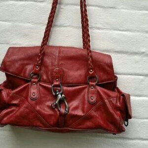 red leather punk braid strap handbag shoulder bag